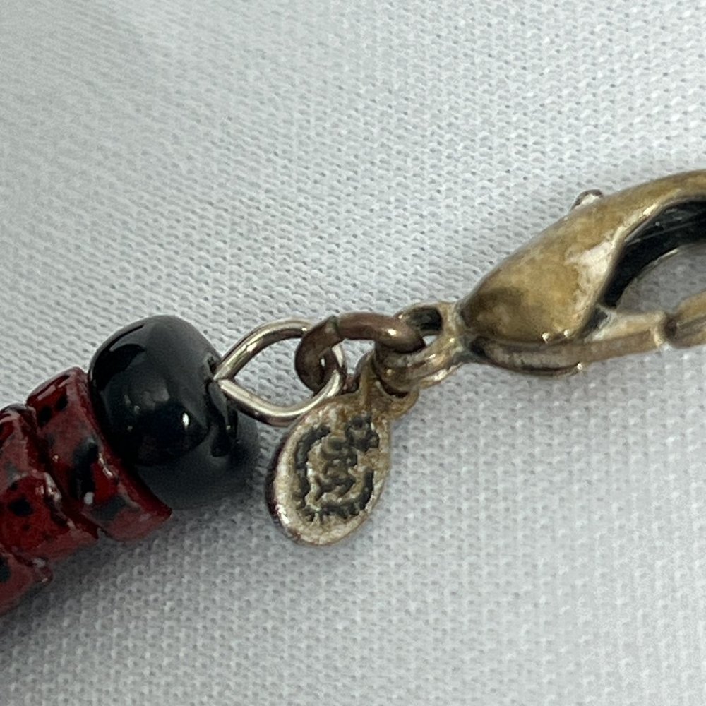 Premier Designs Beaded Pendant Necklace Silver Tone Southwest Red Black Choker - Picture 4 of 11